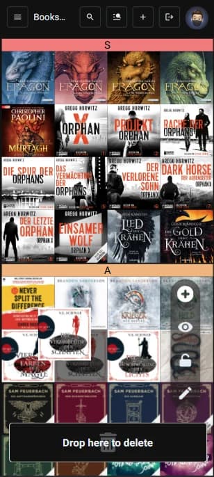 A tier list on mobile, with book covers ranked across tiers